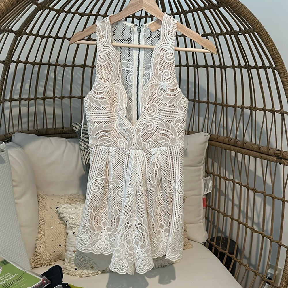 Urban Outfitters Love Triangle White Lace Romper